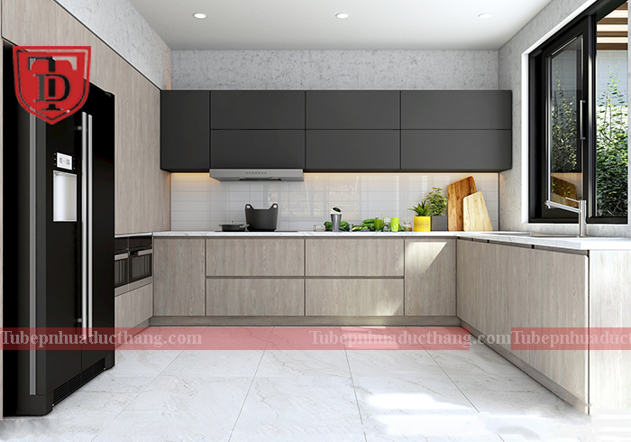 Tủ bếp nhựa giả vân gỗ